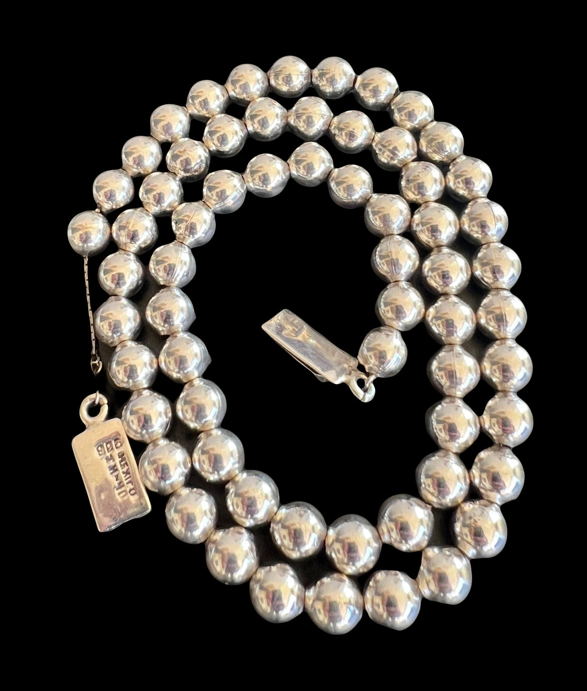 Mexican Sterling Silver Bead Pearls Necklace