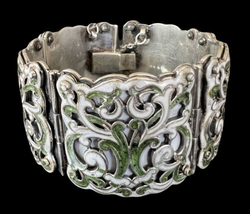 Vintage Margot de Taxco Mexican Sterling Silver CLASSICAL SCROLLS Bracelet 113g