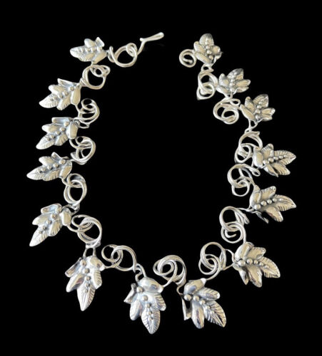 Vintage Frank Patania Sterling Silver Floral Leaf Necklace RARE 157g