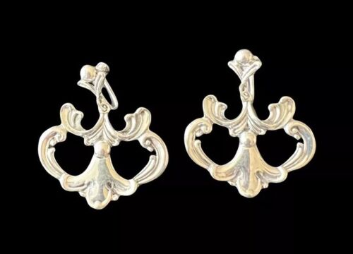 Margot De Taxco Sterling Silver Repousse Art Nouveau Art Deco Earrings #5513