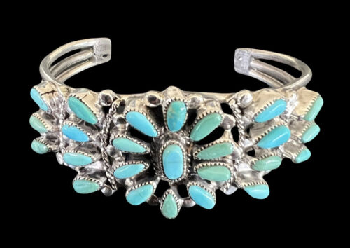 Valentino & Matilda Banteah Zuni Silver Turquoise Petit Point Cuff Bracelet