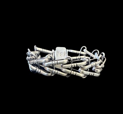 Hector Aguilar Taxco Mexico Sterling Silver V Chain Link Bracelet 1940s RARE