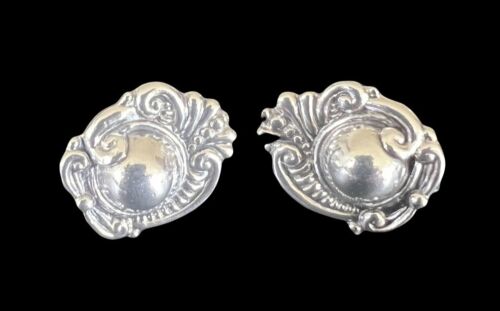 Margot de Taxco Mexican Sterling Silver Art Deco Earrings #5270 circa 1950s