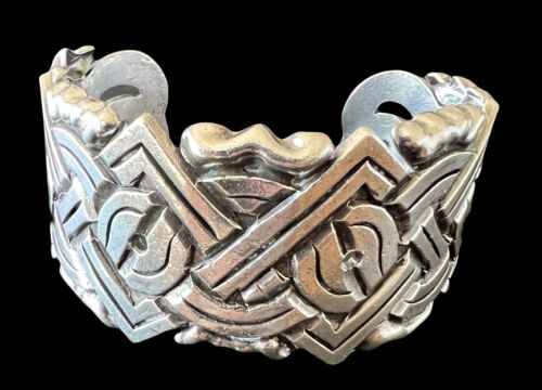 William Spratling Taxco Mexico Sterling Silver Art Deco Tribal Motif Cuff 69g