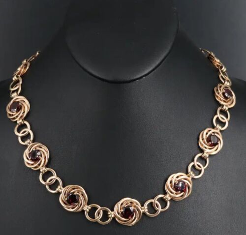Vintage Tiffany & Co. 14K 14.00 CTW Rhodolite Garnet Art Deco Necklace Ca. 1960s