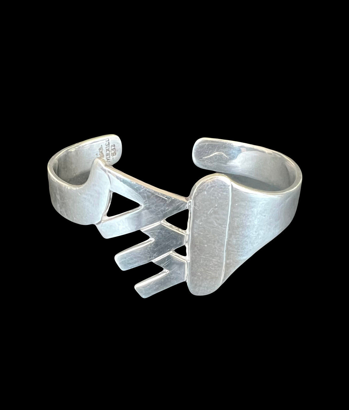 Vintage Taxco Mexico Sterling Silver Abstract Modernist Cuff