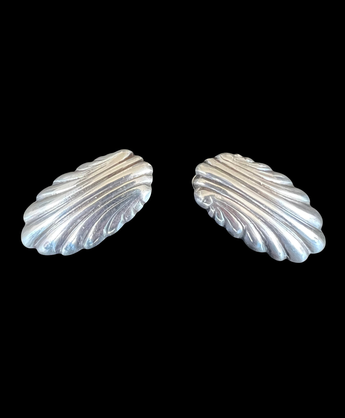 Vintage William Spratling Taxco Mexico Sterling Silver Art Deco Shell Earrings