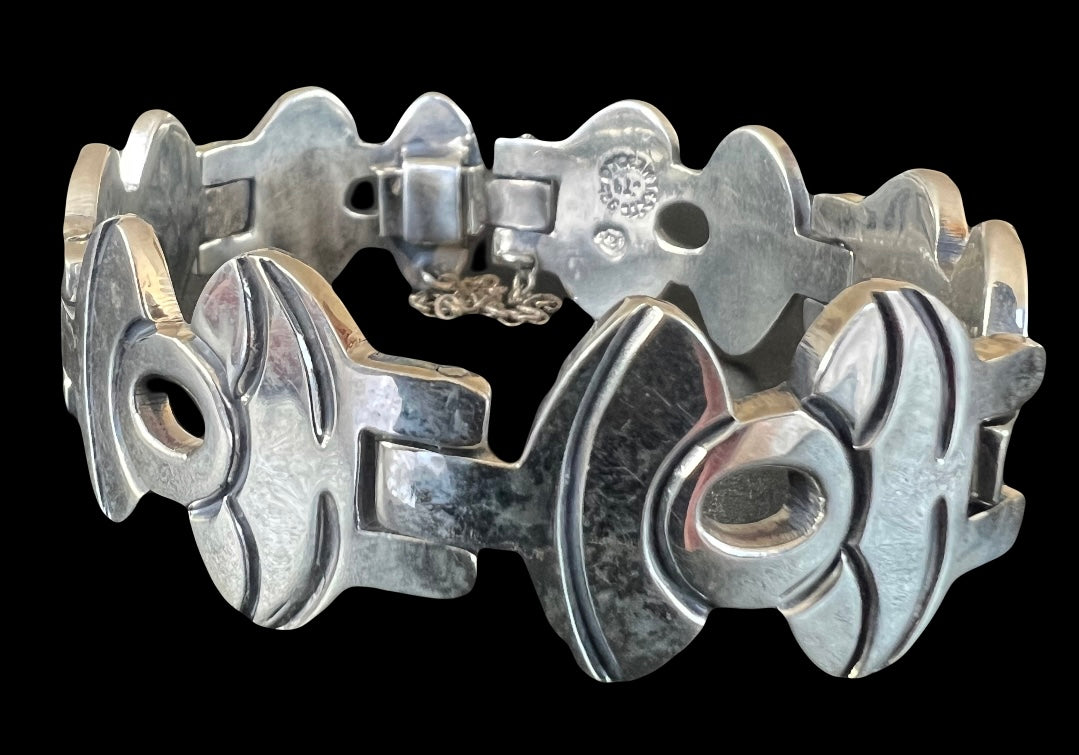 Taxco Mexico Sterling Silver Tribal Link Bracelet 64g
