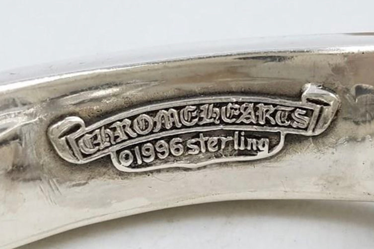 Mens Chrome Hearts 1996 Sterling Silver Heavy Thick Double ID Cuban Links  Bracelet 132g 