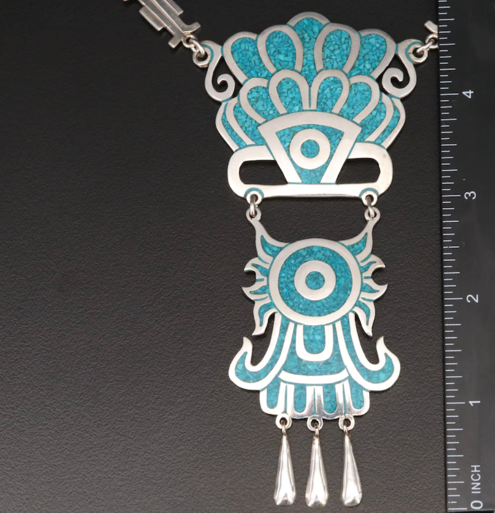 Margot de Taxco silver & sky blue enamel kinetic necklace – Samantha Howard  Vintage