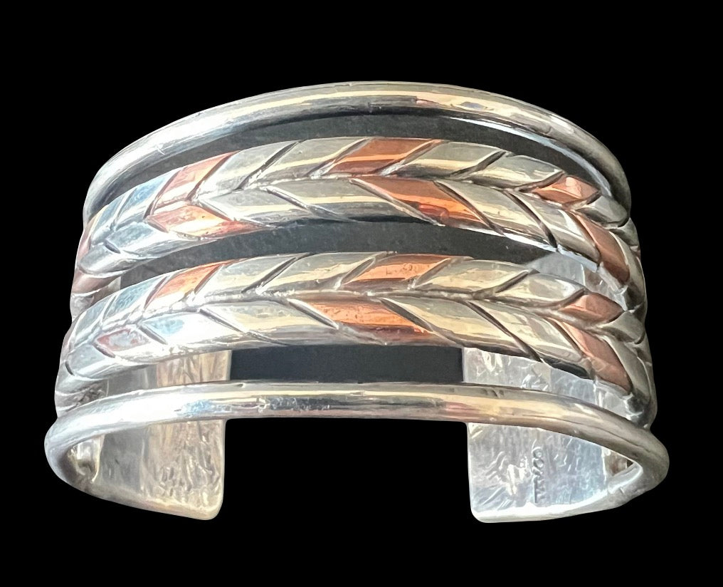 William Spratling Taxco Mexico Silver Copper Modernist Cuff Bracelet 101g